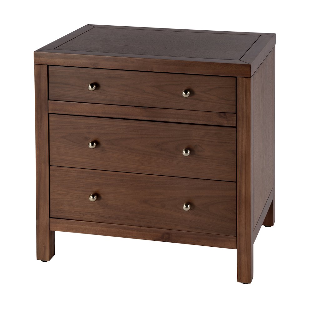 Nora 25 in. W Rectangular Wood 3 Drawer Nightstand, Medium Brown. Picture 1
