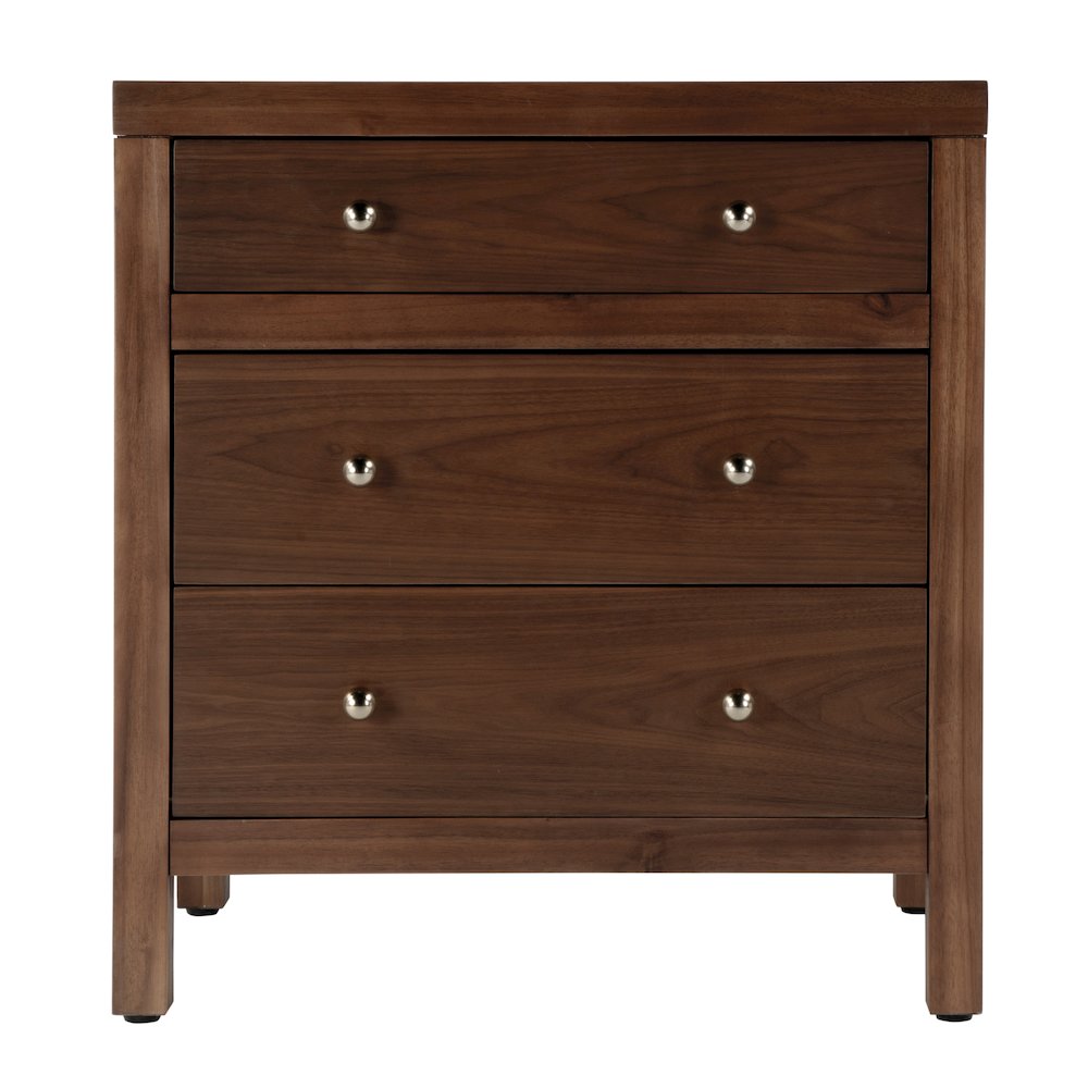 Nora 25 in. W Rectangular Wood 3 Drawer Nightstand, Medium Brown. Picture 5