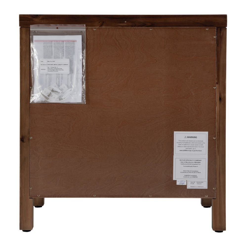 Nora 25 in. W Rectangular Wood 3 Drawer Nightstand, Medium Brown. Picture 8
