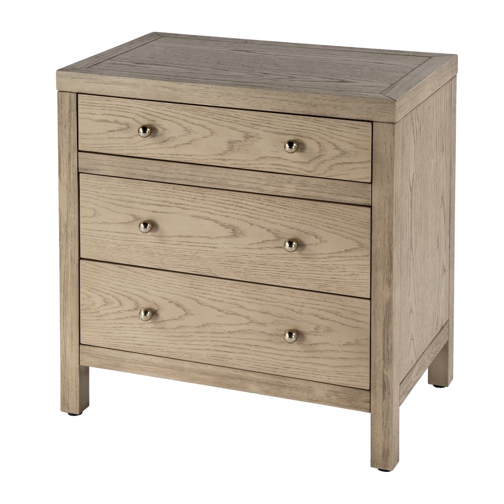 Nora 25 in. W Rectangular Wood 3 Drawer Nightstand, Light Brown. Picture 1