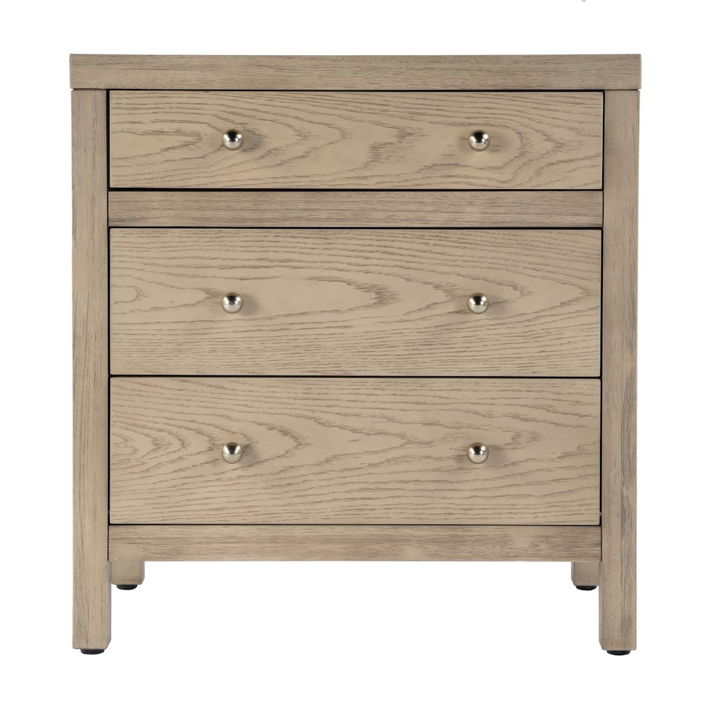 Nora 25 in. W Rectangular Wood 3 Drawer Nightstand, Light Brown. Picture 4
