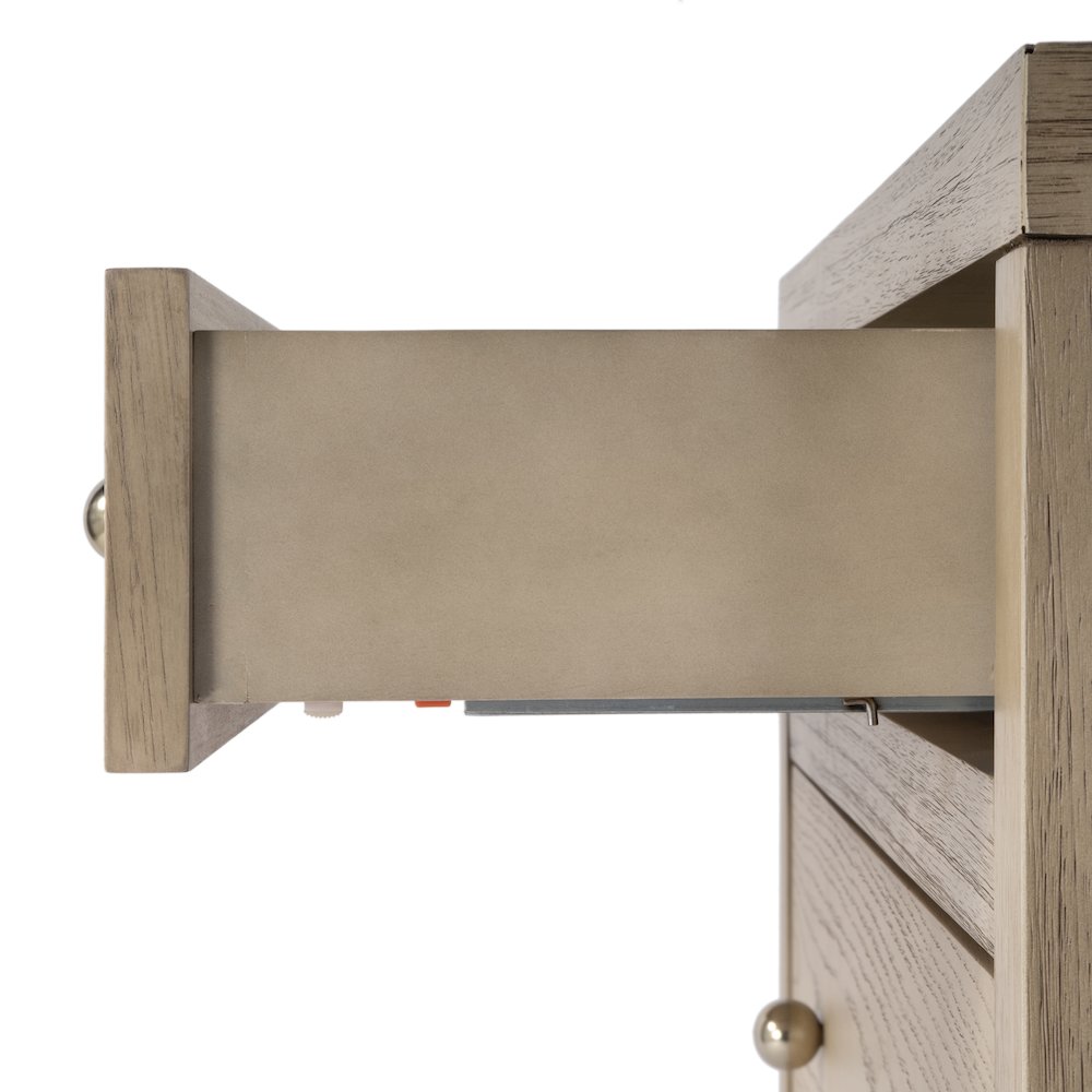 Nora 25 in. W Rectangular Wood 3 Drawer Nightstand, Light Brown. Picture 6