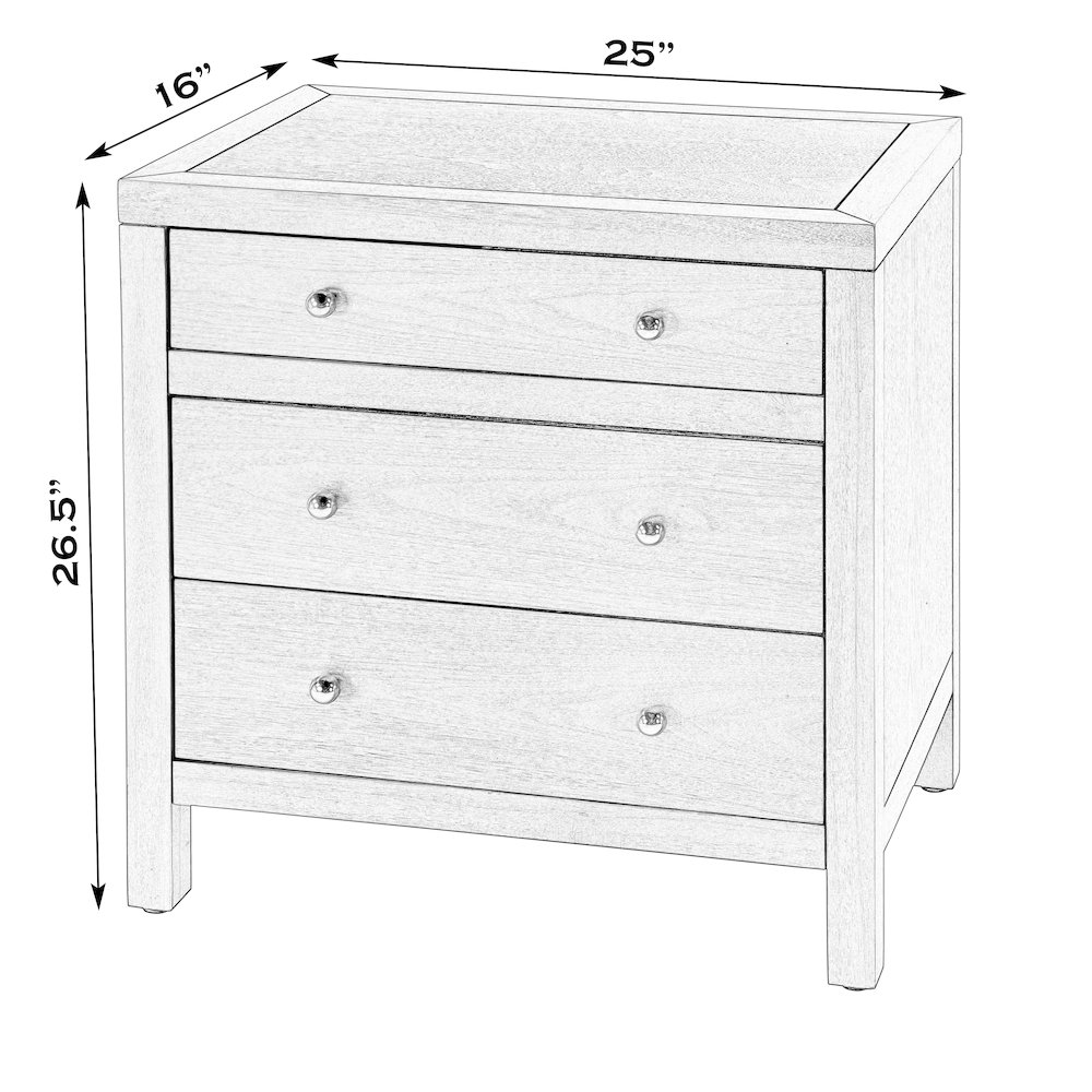 Nora 25 in. W Rectangular Wood 3 Drawer Nightstand, Light Brown. Picture 2