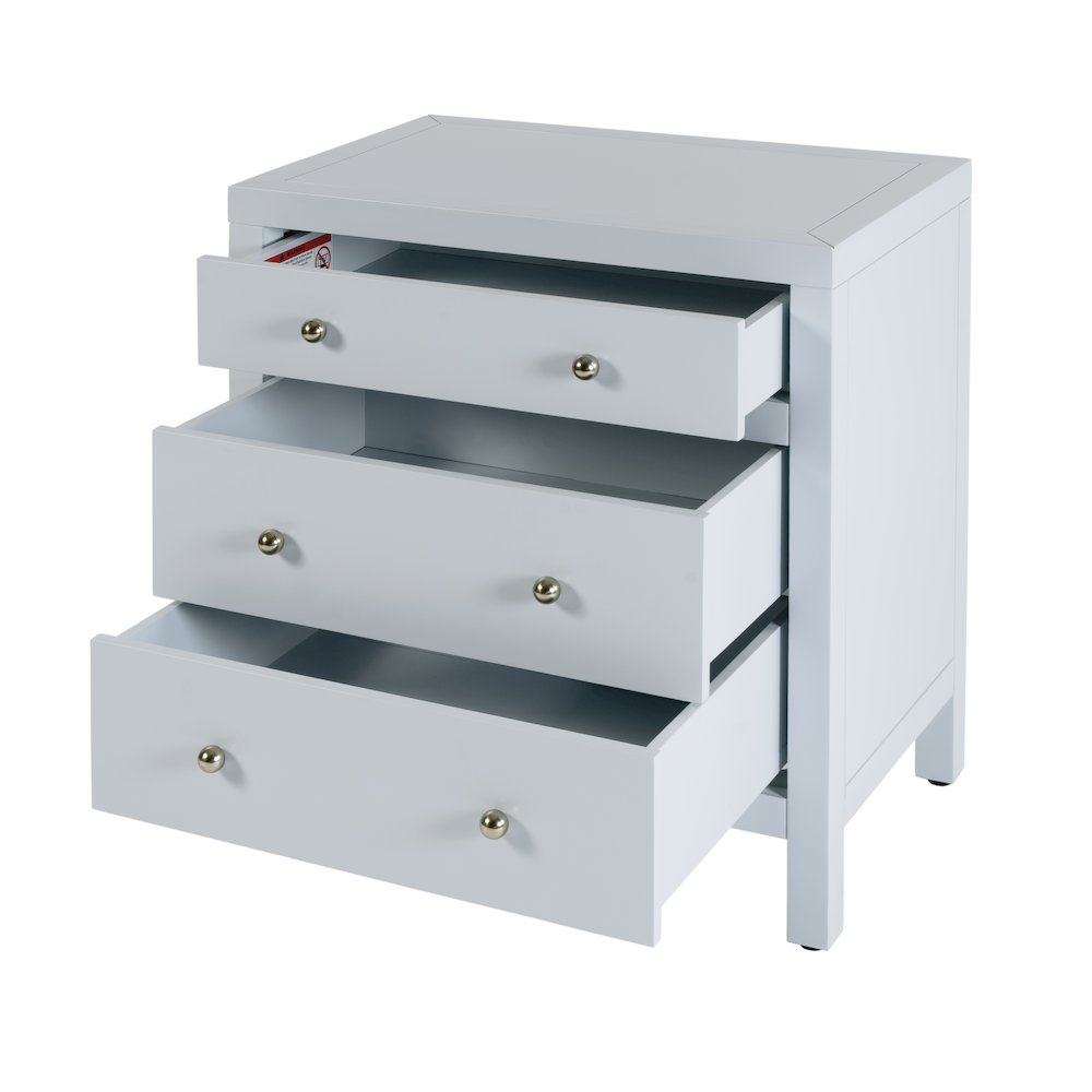 Nora 25 in. W Rectangular Wood 3 Drawer Nightstand, Light Blue. Picture 4