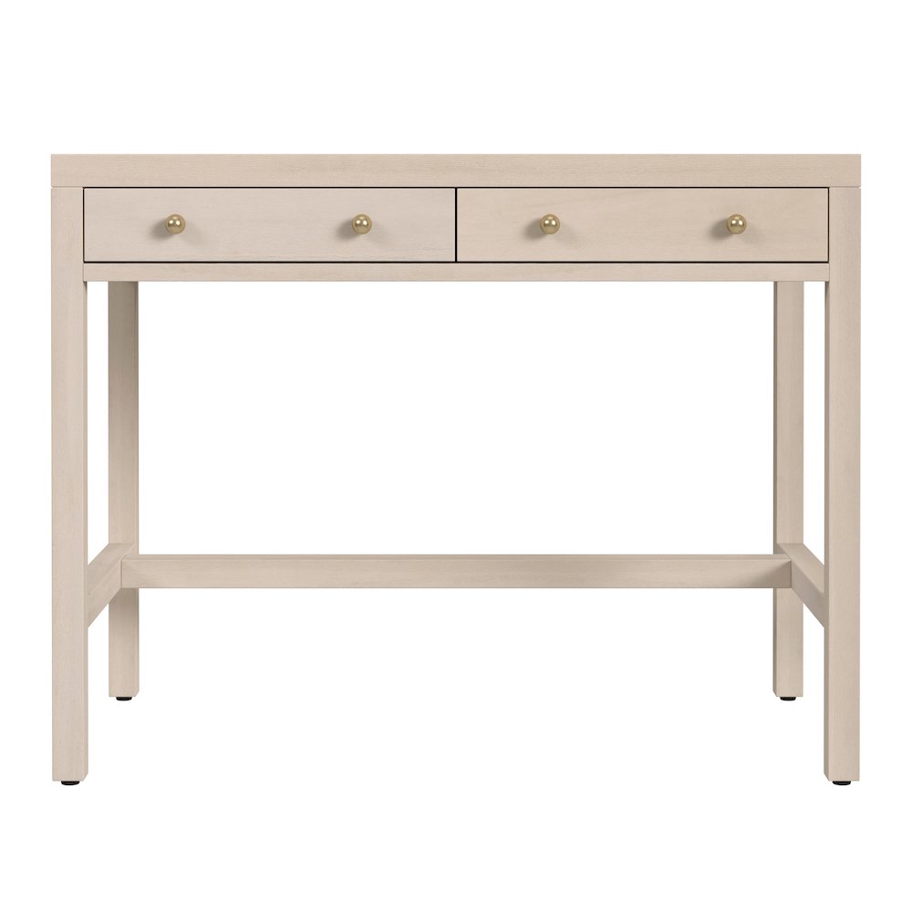 Nora 40 in. W Rectangular Wood 2 Drawer Writing Desk, Taupe. Picture 4
