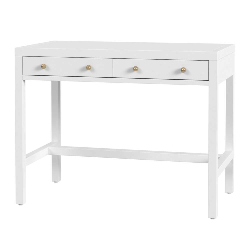 Nora 40 in. W Rectangular Wood 2 Drawer Writing Desk, White. Picture 1