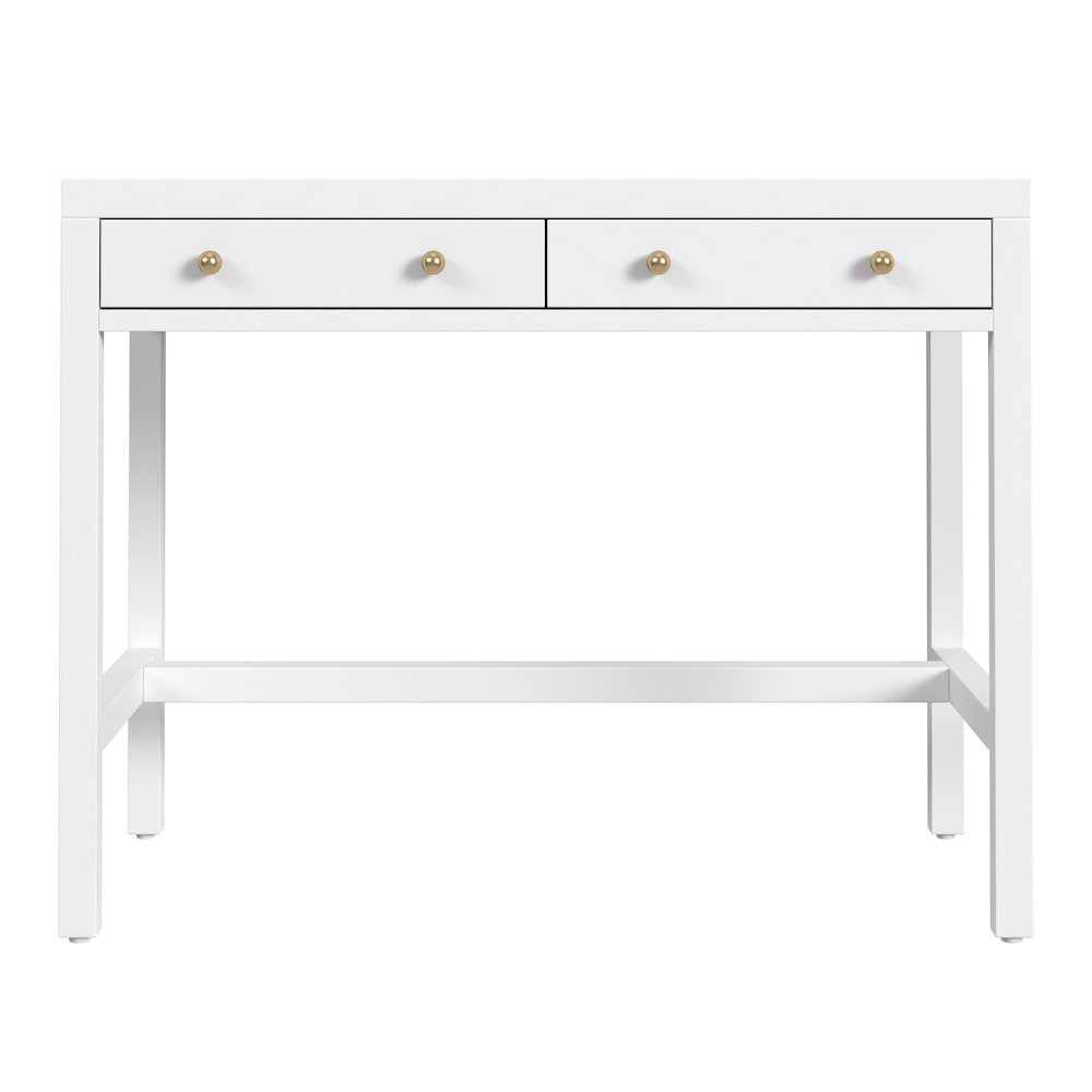 Nora 40 in. W Rectangular Wood 2 Drawer Writing Desk, White. Picture 4
