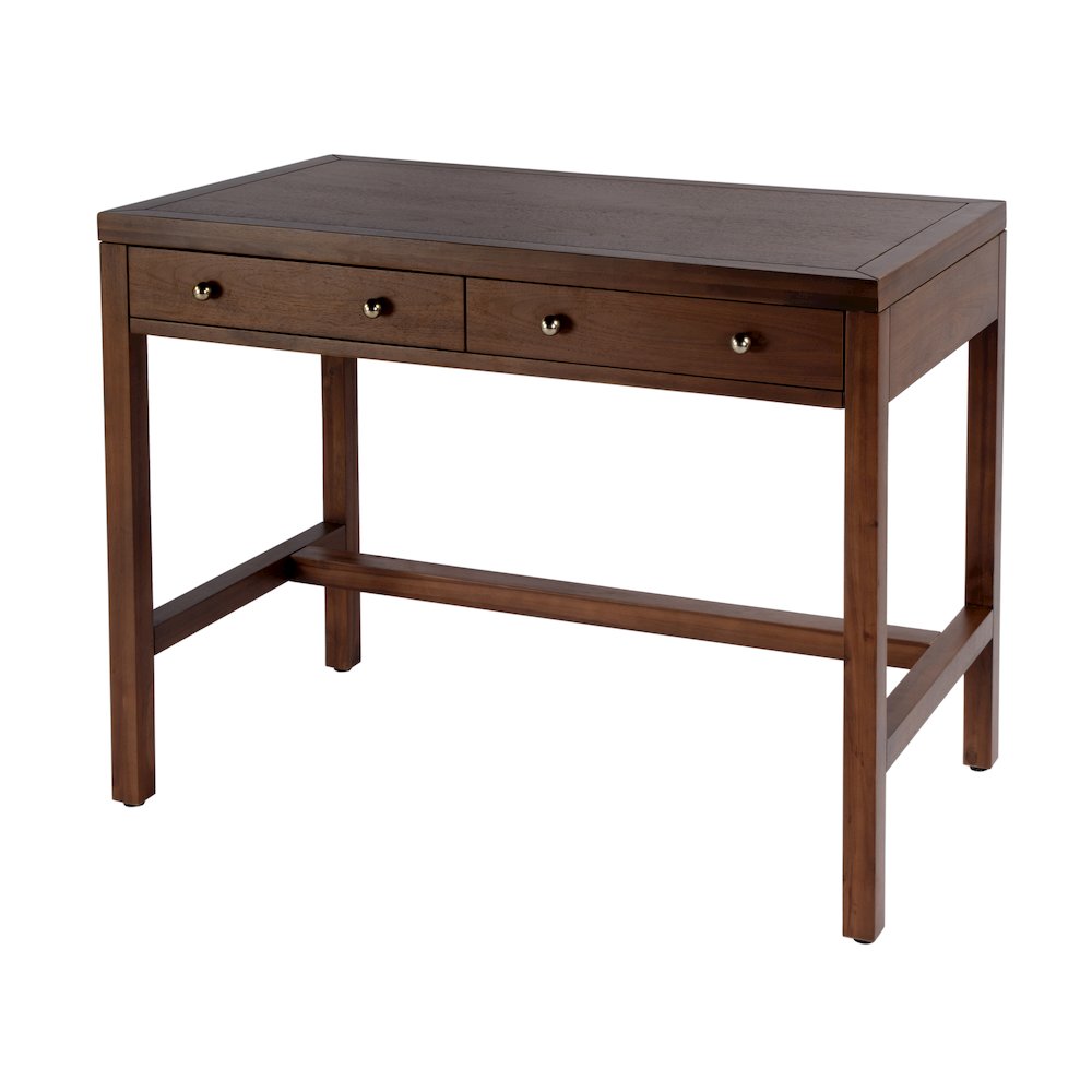 Nora 40 in. W Rectangular Wood 2 Drawer Writing Desk, Medium Brown. Picture 1