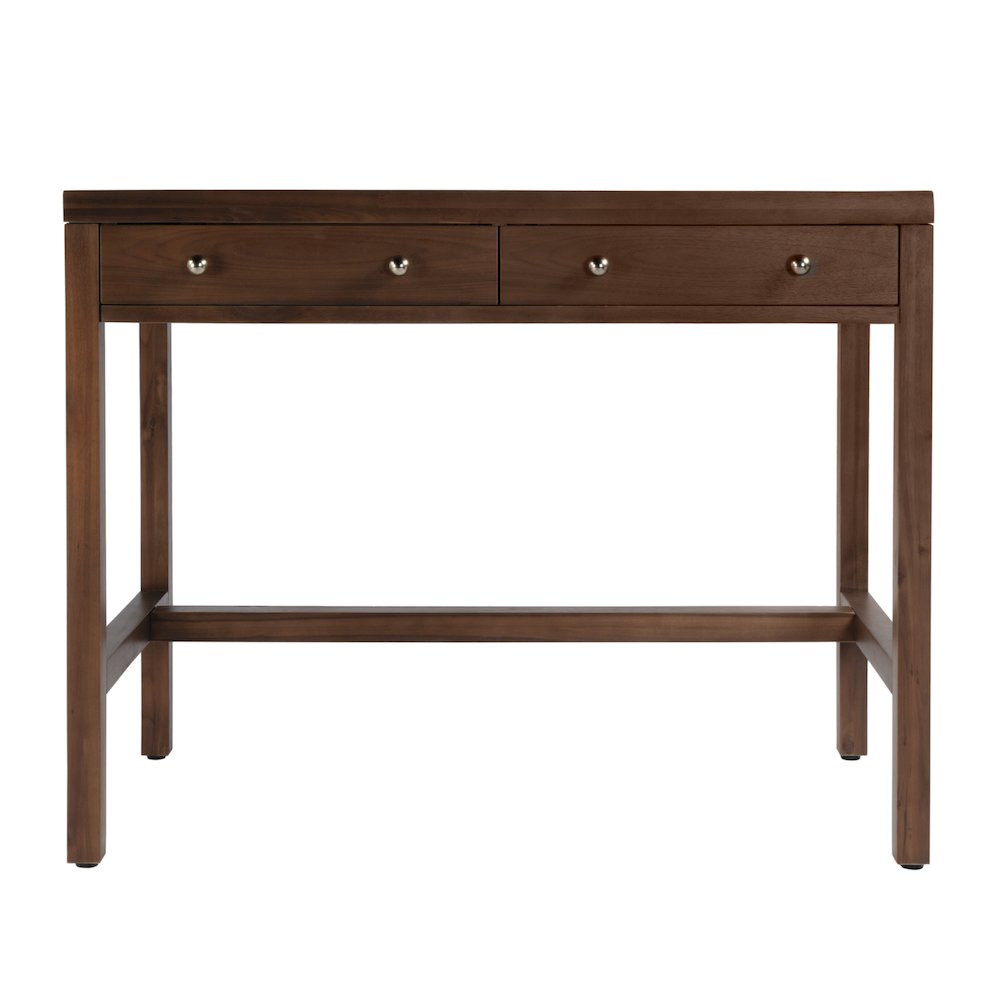 Nora 40 in. W Rectangular Wood 2 Drawer Writing Desk, Medium Brown. Picture 5