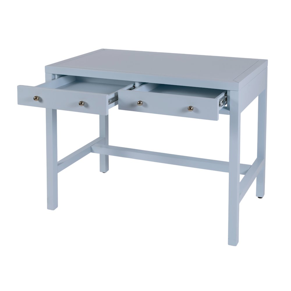 Nora 40 in. W Rectangular Wood 2 Drawer Writing Desk, Light Blue. Picture 4