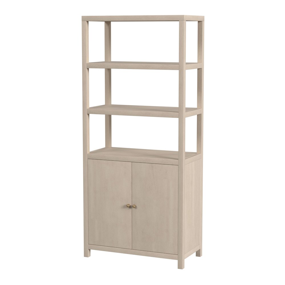Nora 32 in W. x 72 in. H Wood 3- Tier Etagere Bookcase, Taupe. Picture 1