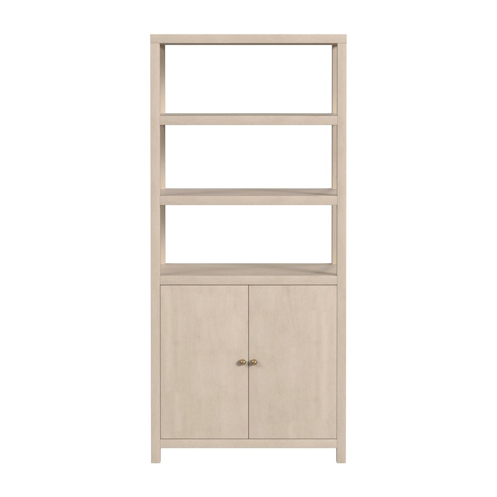 Nora 32 in W. x 72 in. H Wood 3- Tier Etagere Bookcase, Taupe. Picture 4