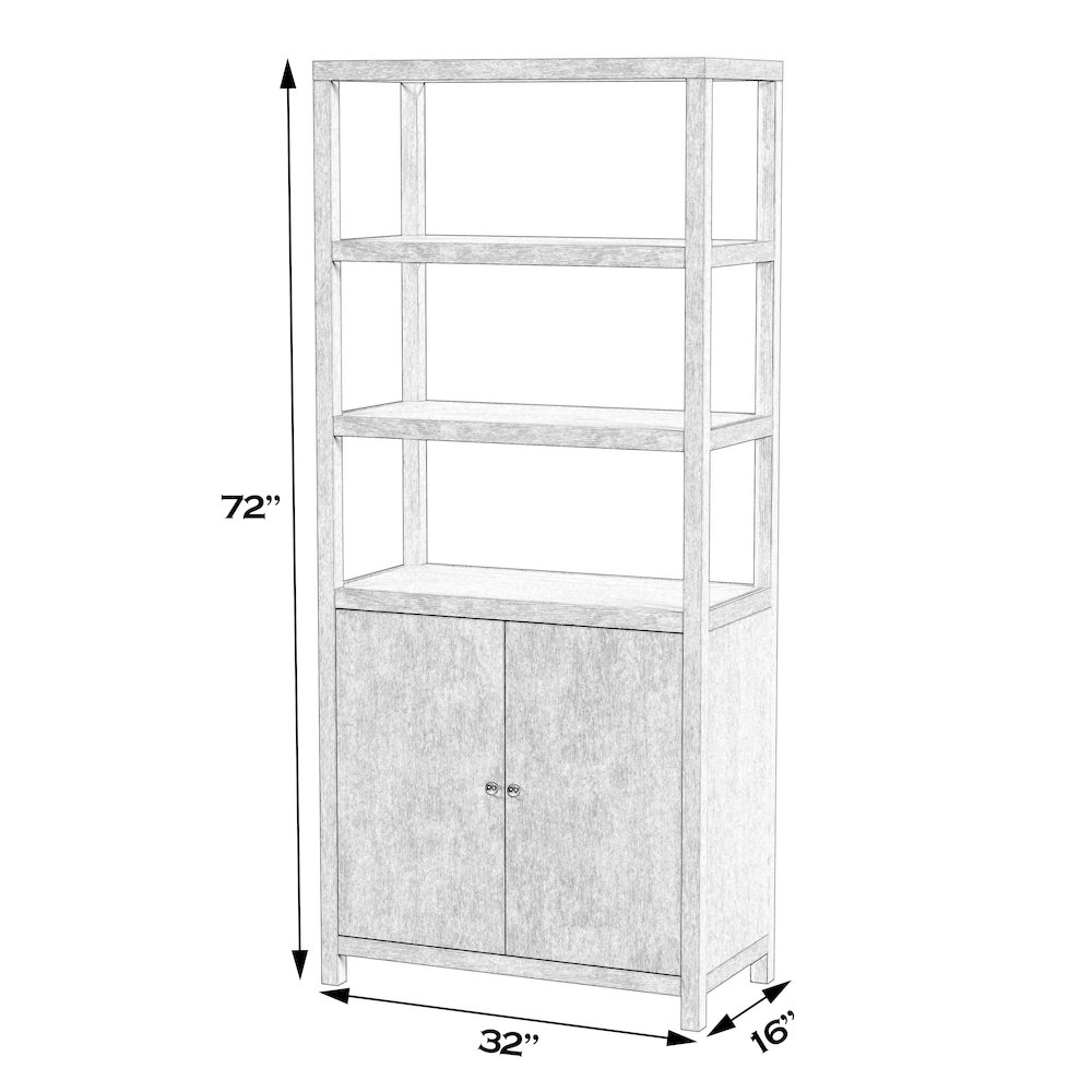 Nora 32 in W. x 72 in. H Wood 3- Tier Etagere Bookcase, Taupe. Picture 3