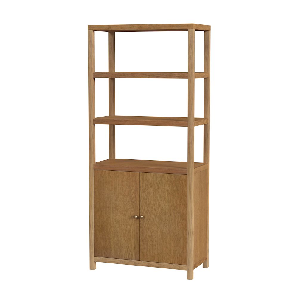Nora 32 in W. x 72 in. H Wood 3- Tier Etagere Bookcase, Natural. Picture 1
