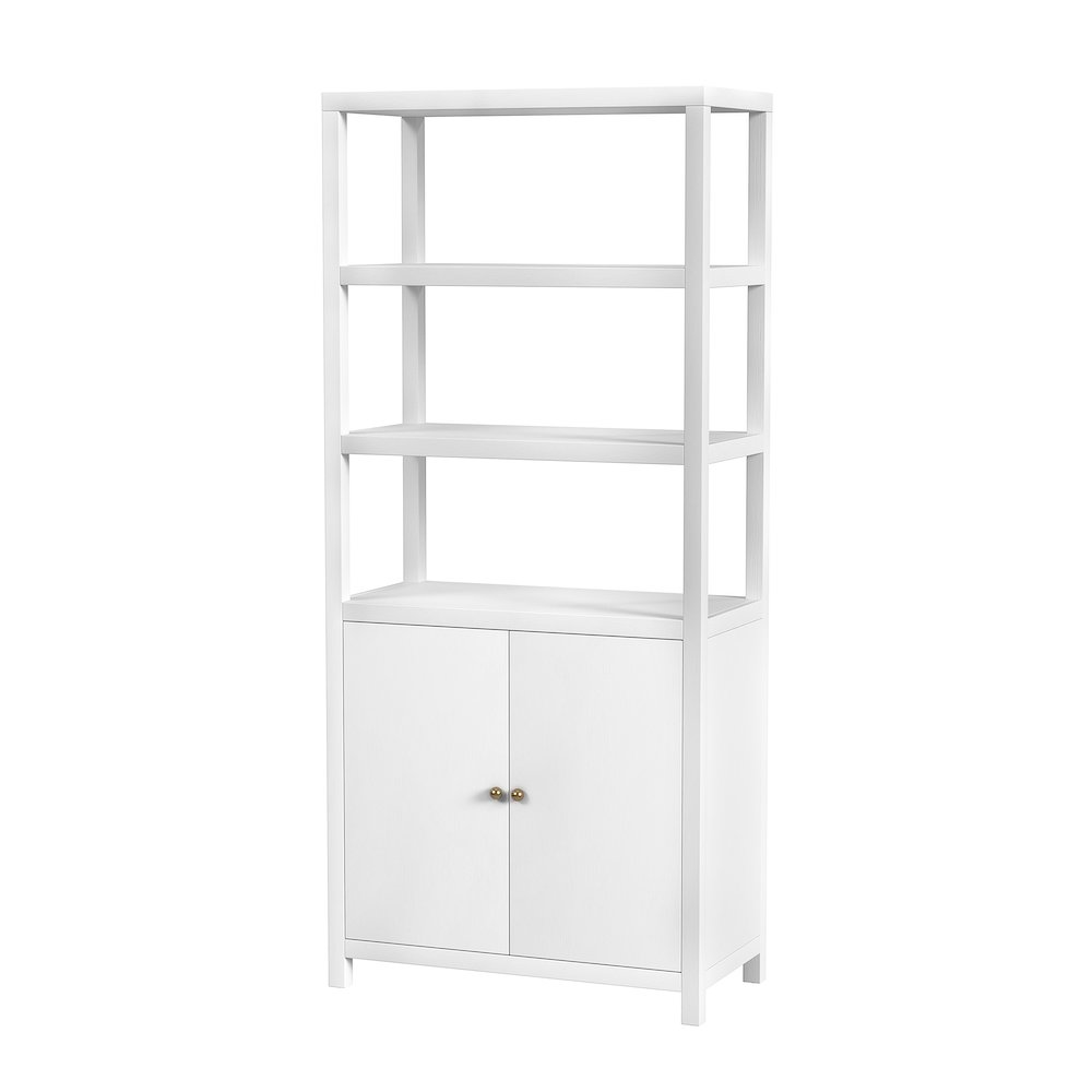 Nora 32 in W. x 72 in. H Wood 3- Tier Etagere Bookcase, White. Picture 1