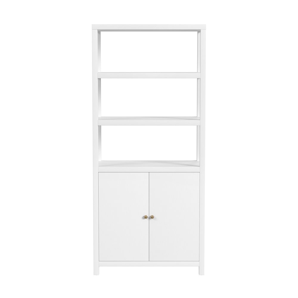 Nora 32 in W. x 72 in. H Wood 3- Tier Etagere Bookcase, White. Picture 4