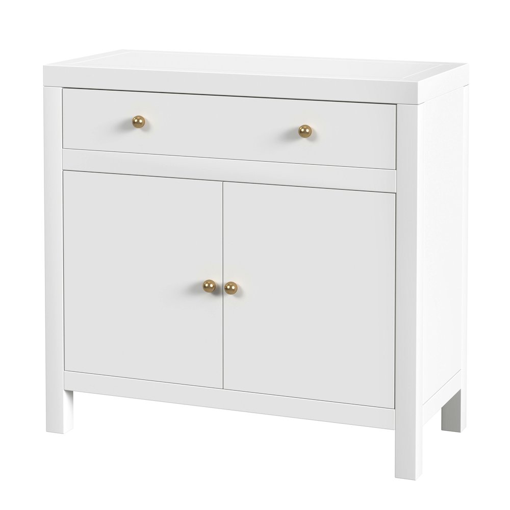 Nora 31 in. W 1 Drawer 2 Door Accent Storage Cabinet, Smooth White. Picture 1