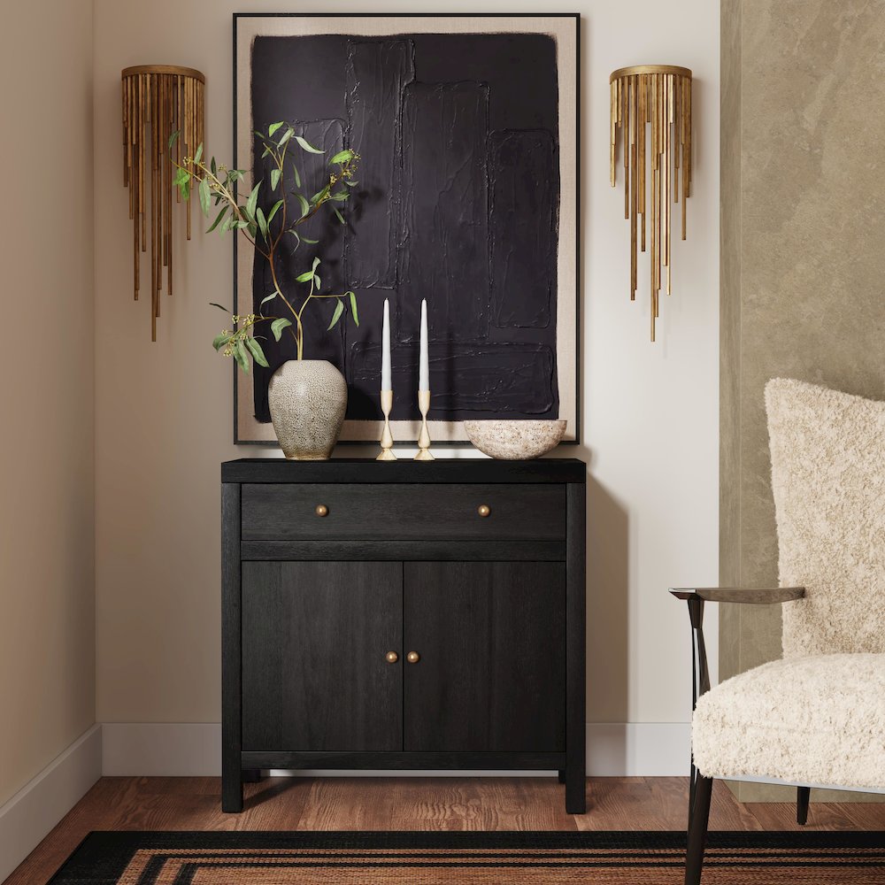 Nora 31 in. W Wood 1 Drawer 2 Door Accent Storage Cabinet, Coffee. Picture 2