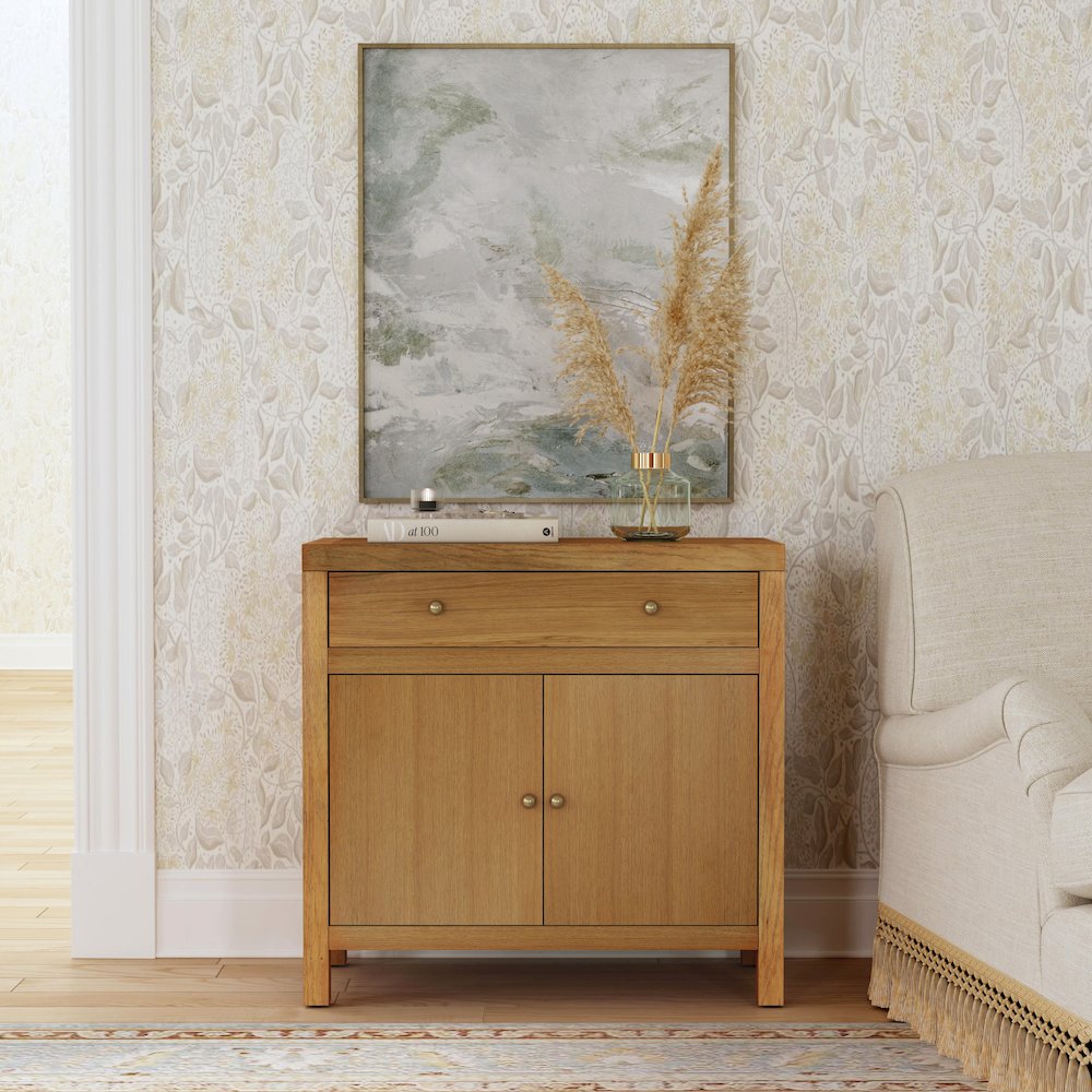 Nora 31 in. W 1 Drawer 2 Door Accent Storage Cabinet, Natural. Picture 2