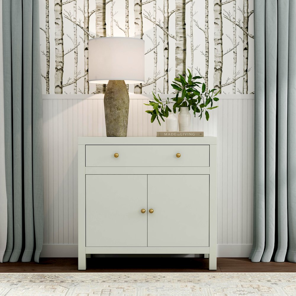 Nora 31 in. W 1 Drawer 2 Door Accent Storage Cabinet, Sage Green. Picture 2