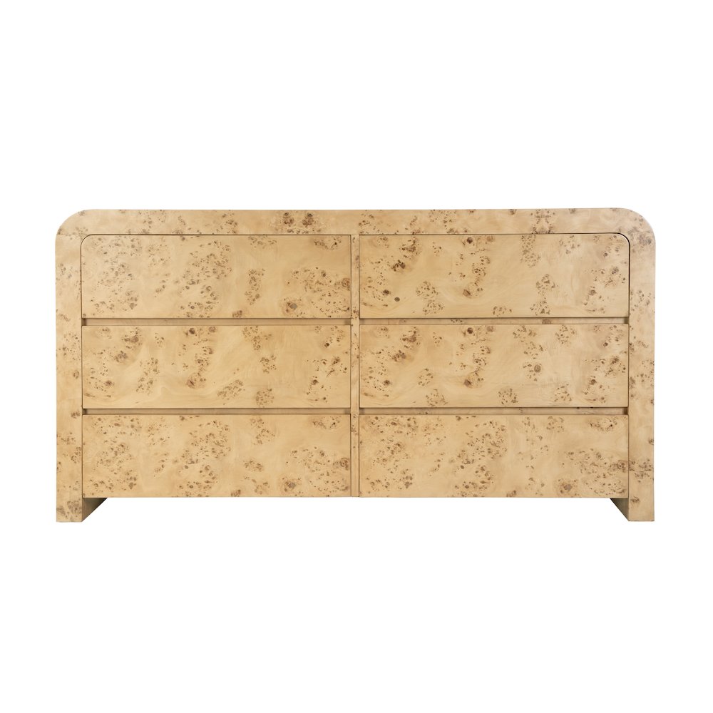 Cora 60.5 in. W Wood Burl 6 Drawer Dresser, Light Brown. Picture 4