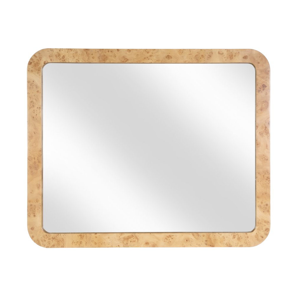 Cora 44 in. W x 36 in. H Rectangular Burl Wall Mirror, Tan. Picture 1