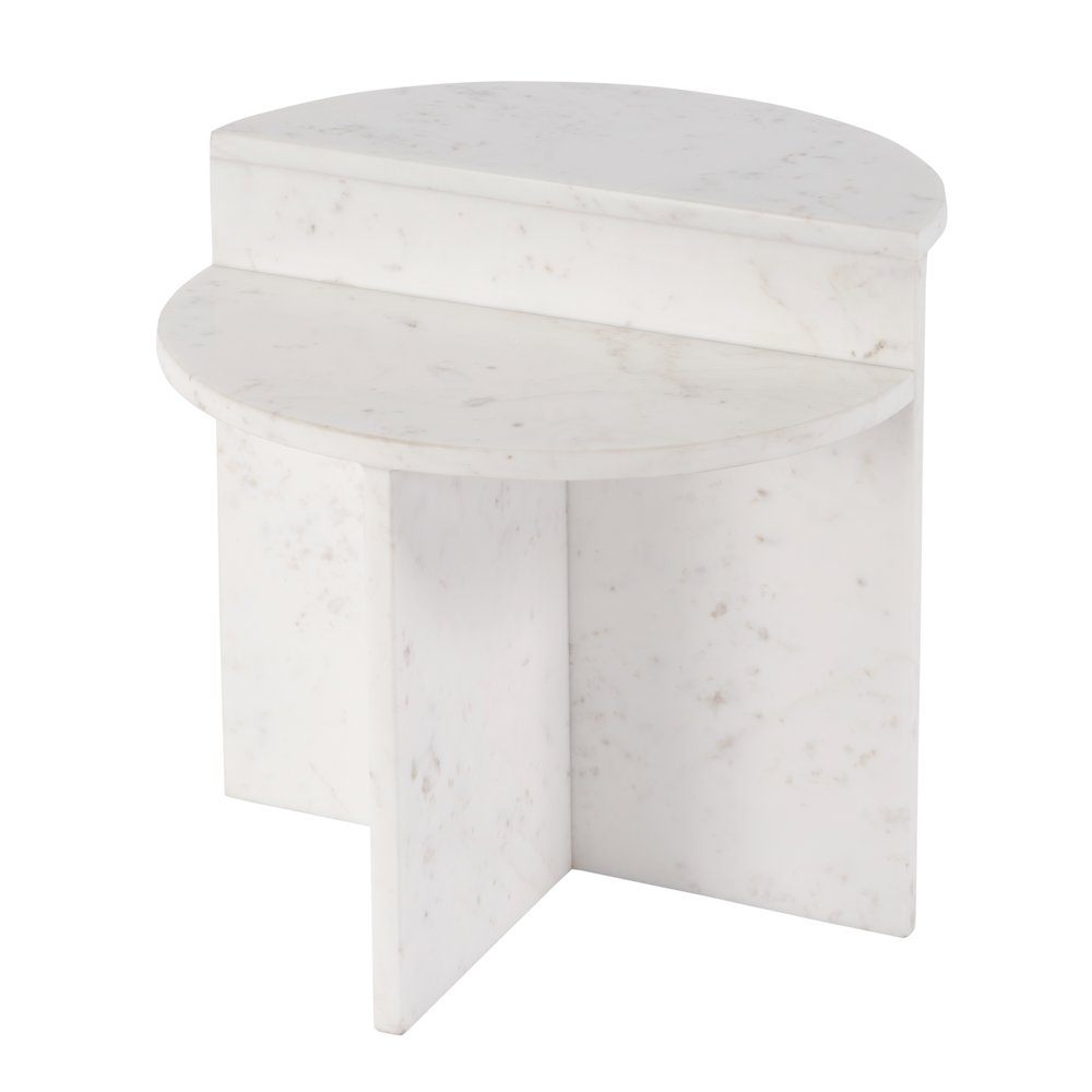 Vienna 19.5 in. W Round 100% Marble Accent Table, White. Picture 1