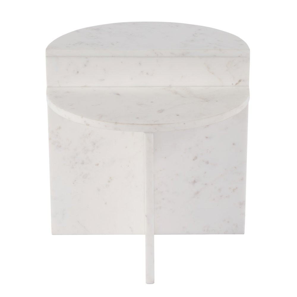 Vienna 19.5 in. W Round 100% Marble Accent Table, White. Picture 3