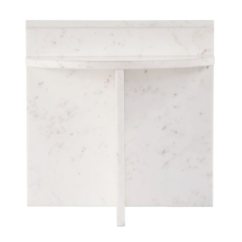 Vienna 19.5 in. W Round 100% Marble Accent Table, White. Picture 4