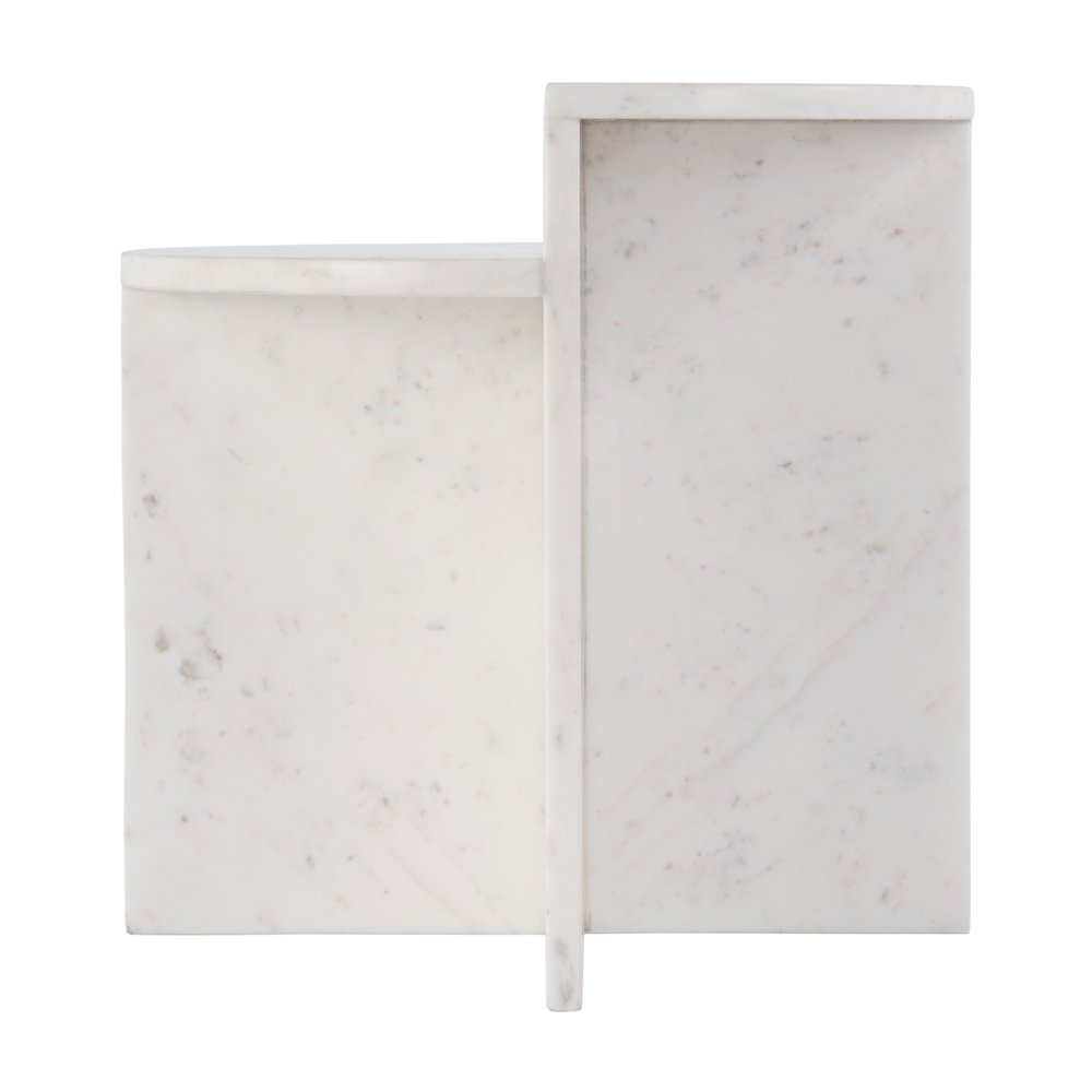 Vienna 19.5 in. W Round 100% Marble Accent Table, White. Picture 5