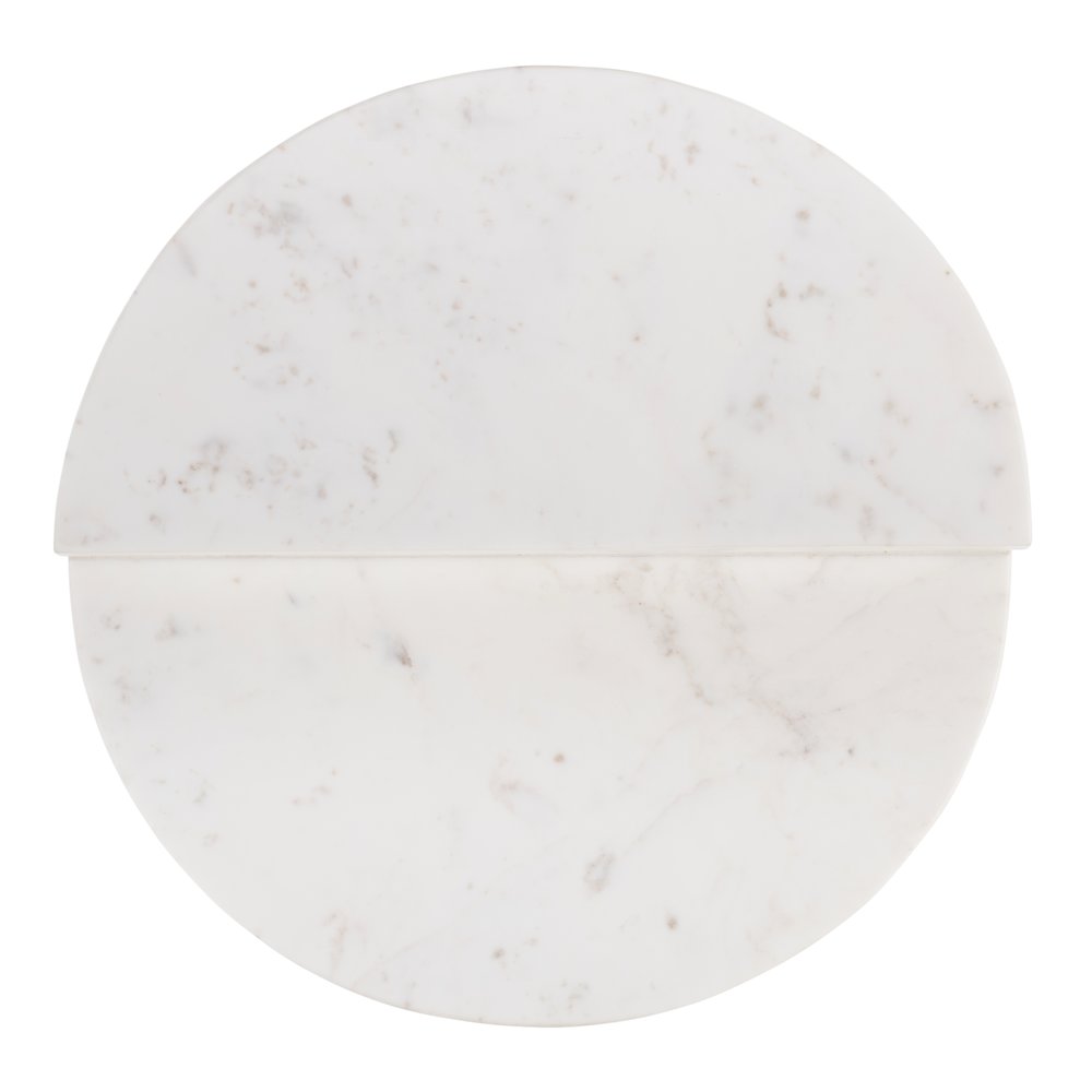 Vienna 19.5 in. W Round 100% Marble Accent Table, White. Picture 7