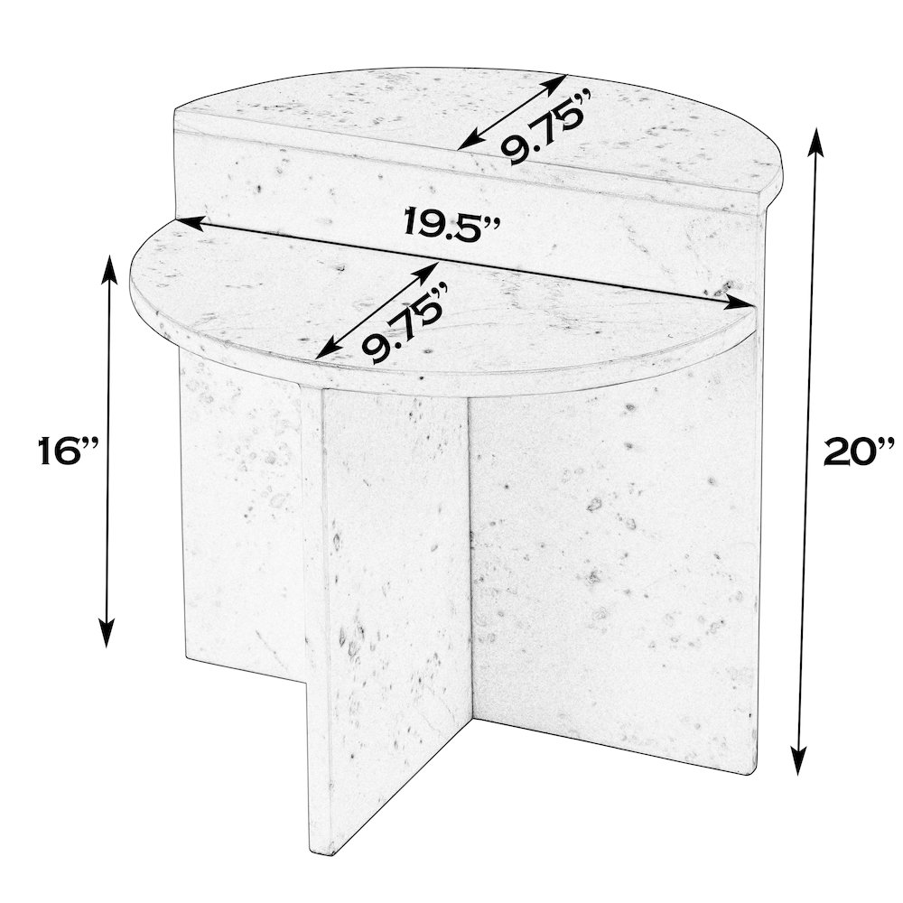 Vienna 19.5 in. W Round 100% Marble Accent Table, White. Picture 2