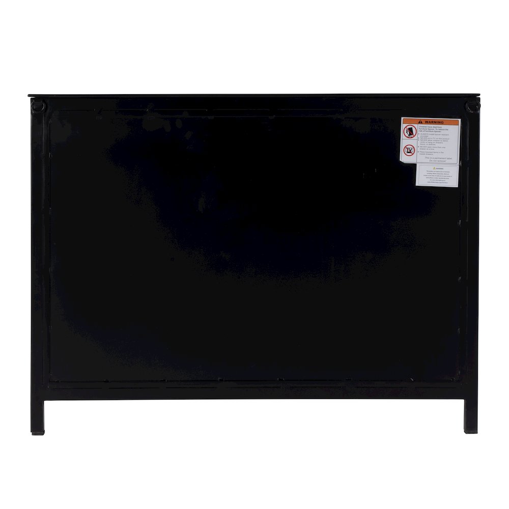 35.5 in. W Iron and Glass Accent Storage Chest with 1 Interior Shelf, Black. Picture 5