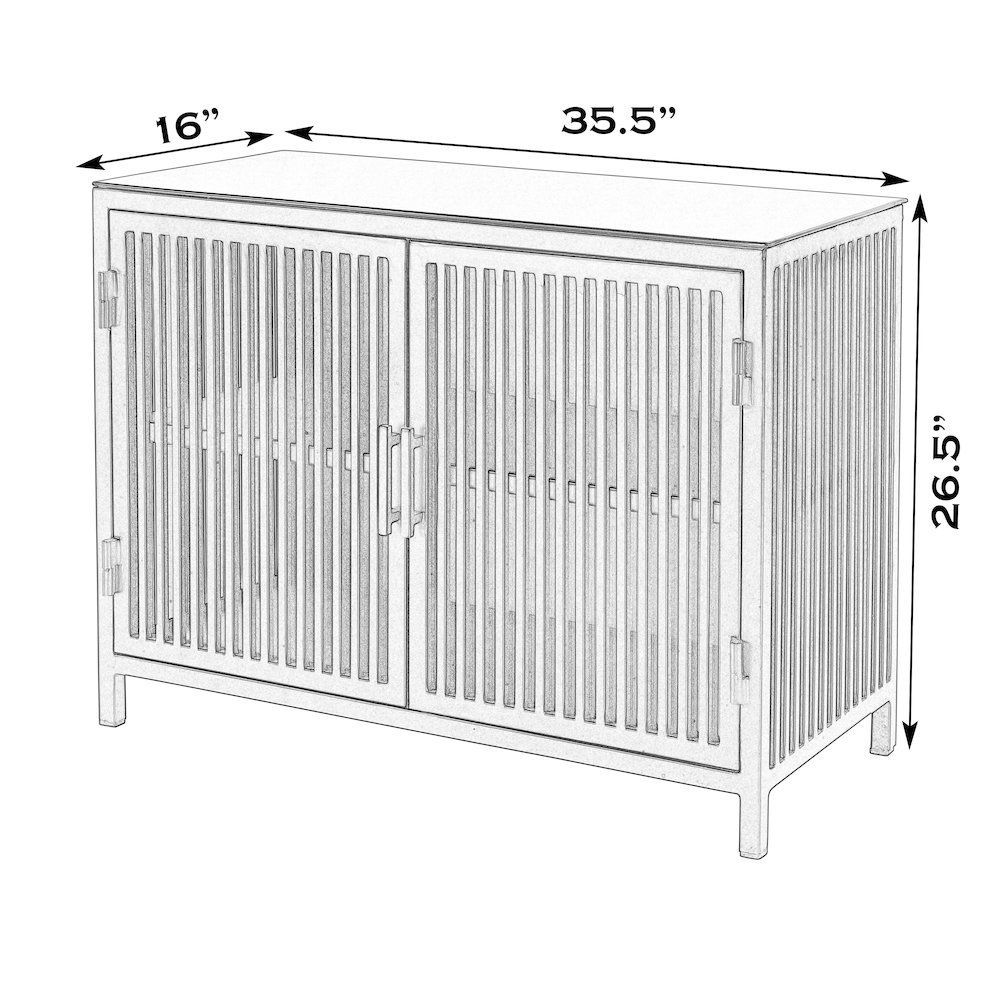 35.5 in. W Iron and Glass Accent Storage Chest with 1 Interior Shelf, Black. Picture 2