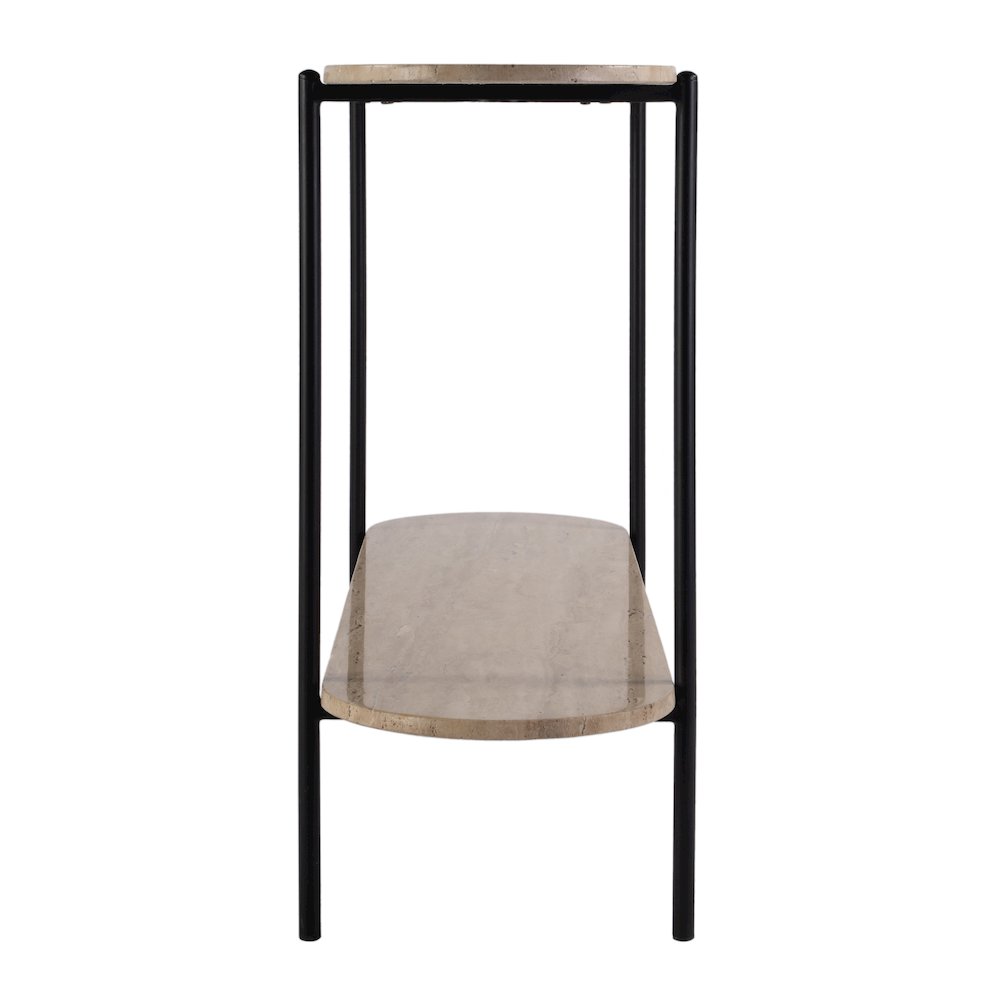 Rinaldi 48 in. W Elongated Marble and Iron 2-Tier Console Table, Natural. Picture 6