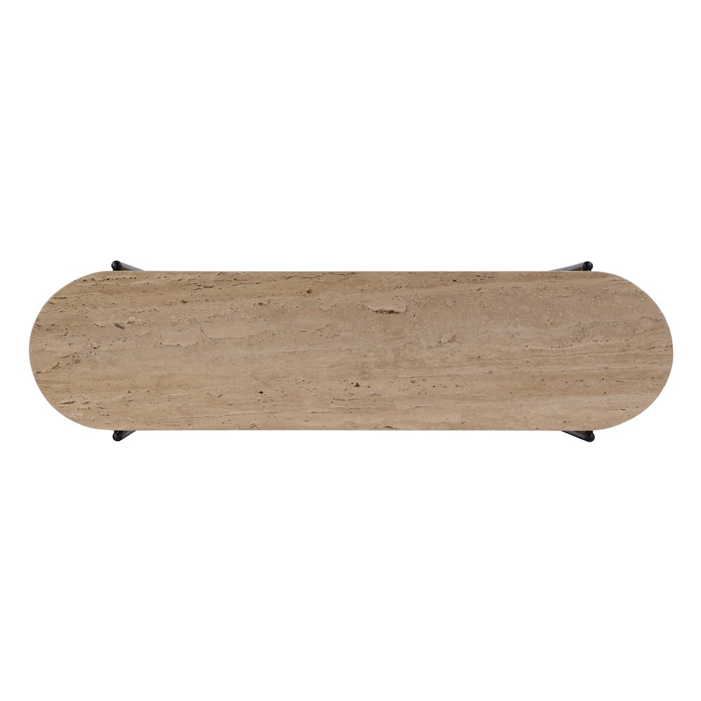 Rinaldi 48 in. W Elongated Marble and Iron 2-Tier Console Table, Natural. Picture 7