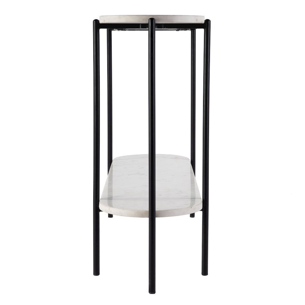 Renaldo 49.5 in. W Elongated Marble and Iron 2-Tier Console Table, White. Picture 5