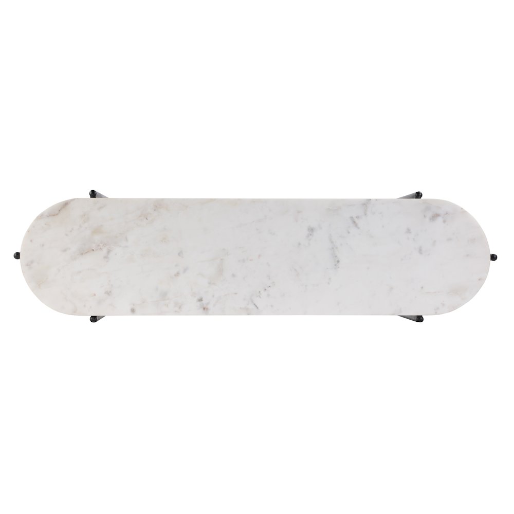 Renaldo 49.5 in. W Elongated Marble and Iron 2-Tier Console Table, White. Picture 6