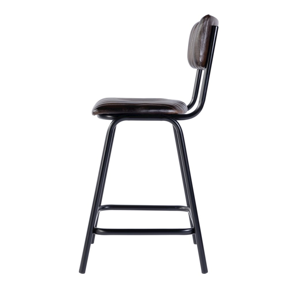 Waylon 31.5 in. Seat Height Leather Bar Height Stool, Black, Brown. Picture 4