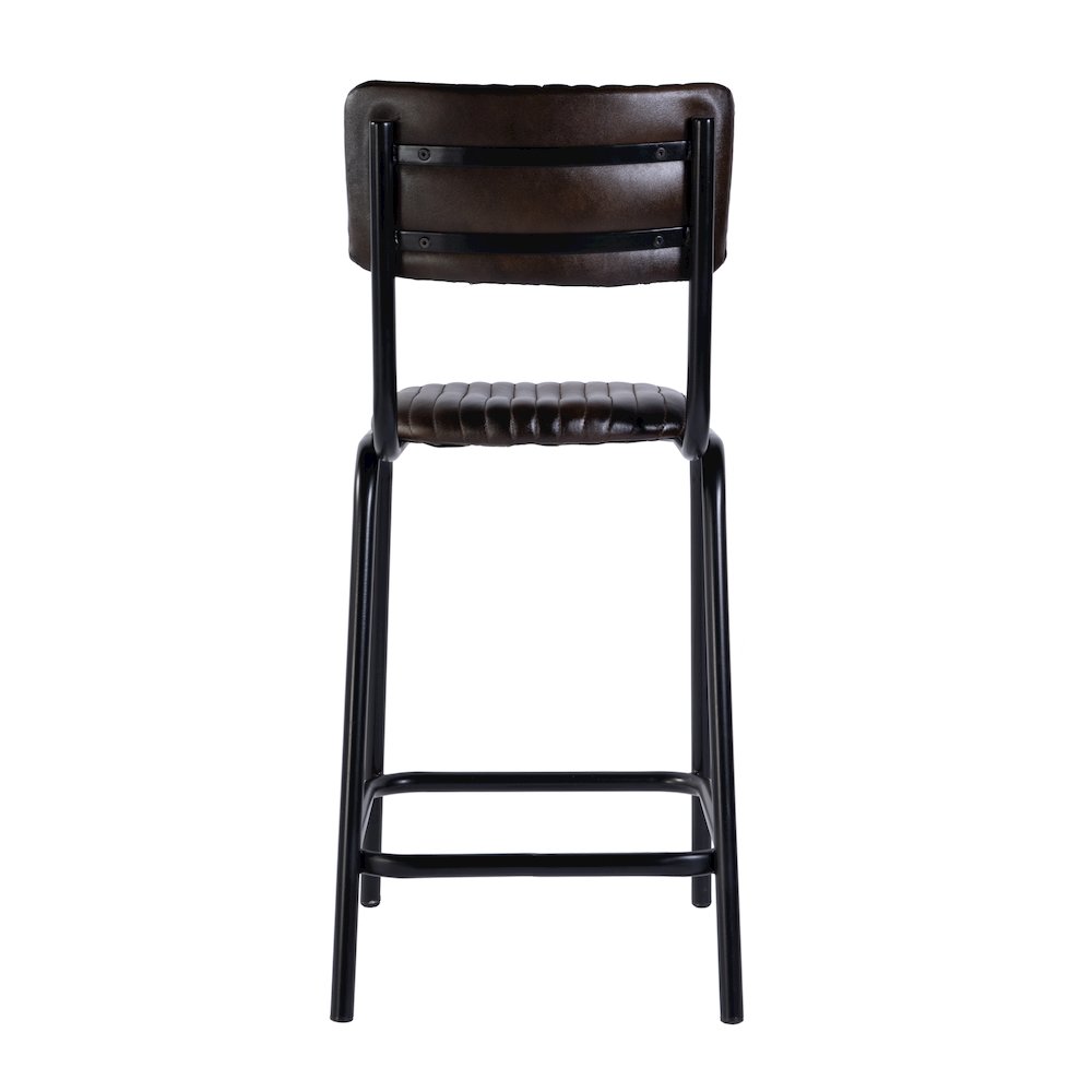 Waylon 31.5 in. Seat Height Leather Bar Height Stool, Black, Brown. Picture 5