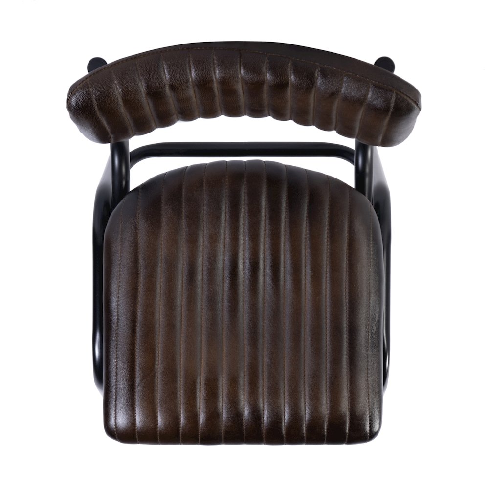 Waylon 31.5 in. Seat Height Leather Bar Height Stool, Black, Brown. Picture 6