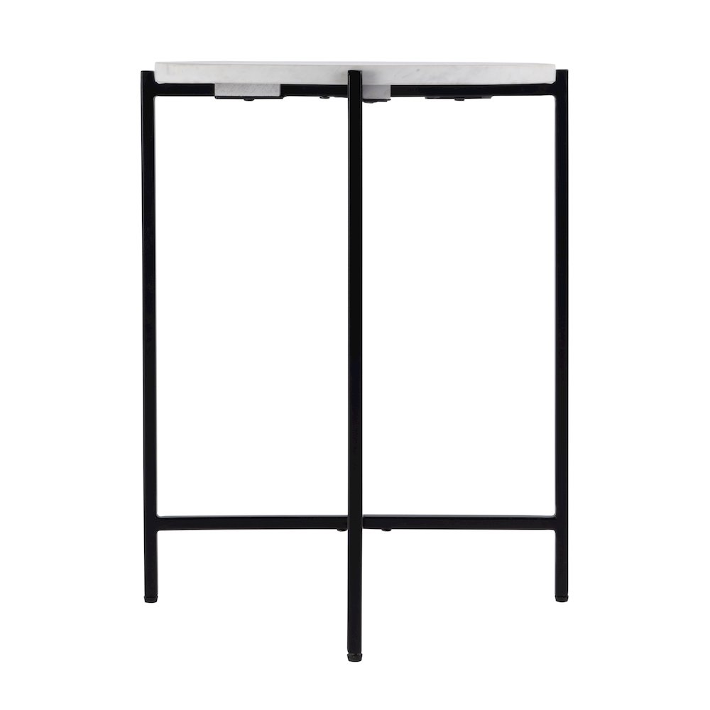 Mirabell 19 in. W Round Marble and Iron Side Table, Black, White. Picture 3