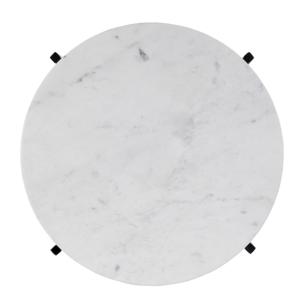 Mirabell 19 in. W Round Marble and Iron Side Table, Black, White. Picture 4