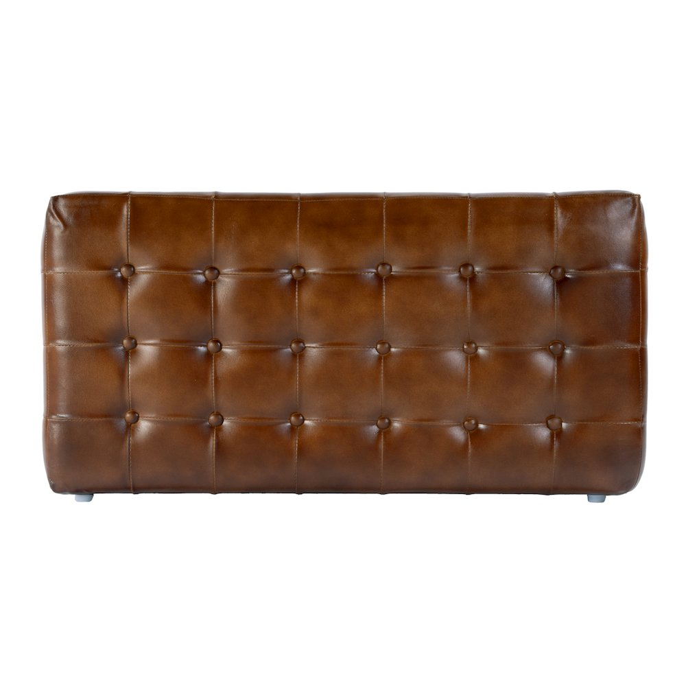 Kingston 36 in. W Leather Upholstered Accent Bench with Tufting, Brown. Picture 4