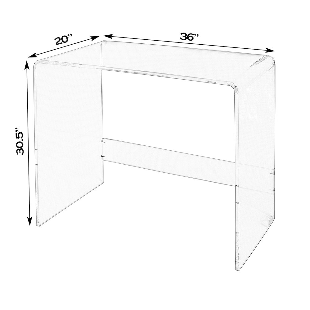 Solara 36 in. W Rectangular Acrylic Desk, Clear. Picture 2