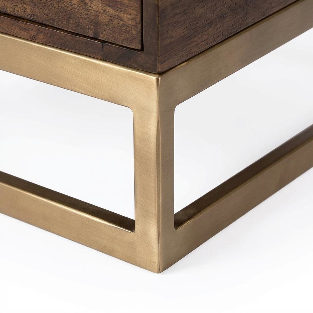 C Shaped End Table with Drawer, Mid-Century Modern Side Table for Living Room. Picture 7