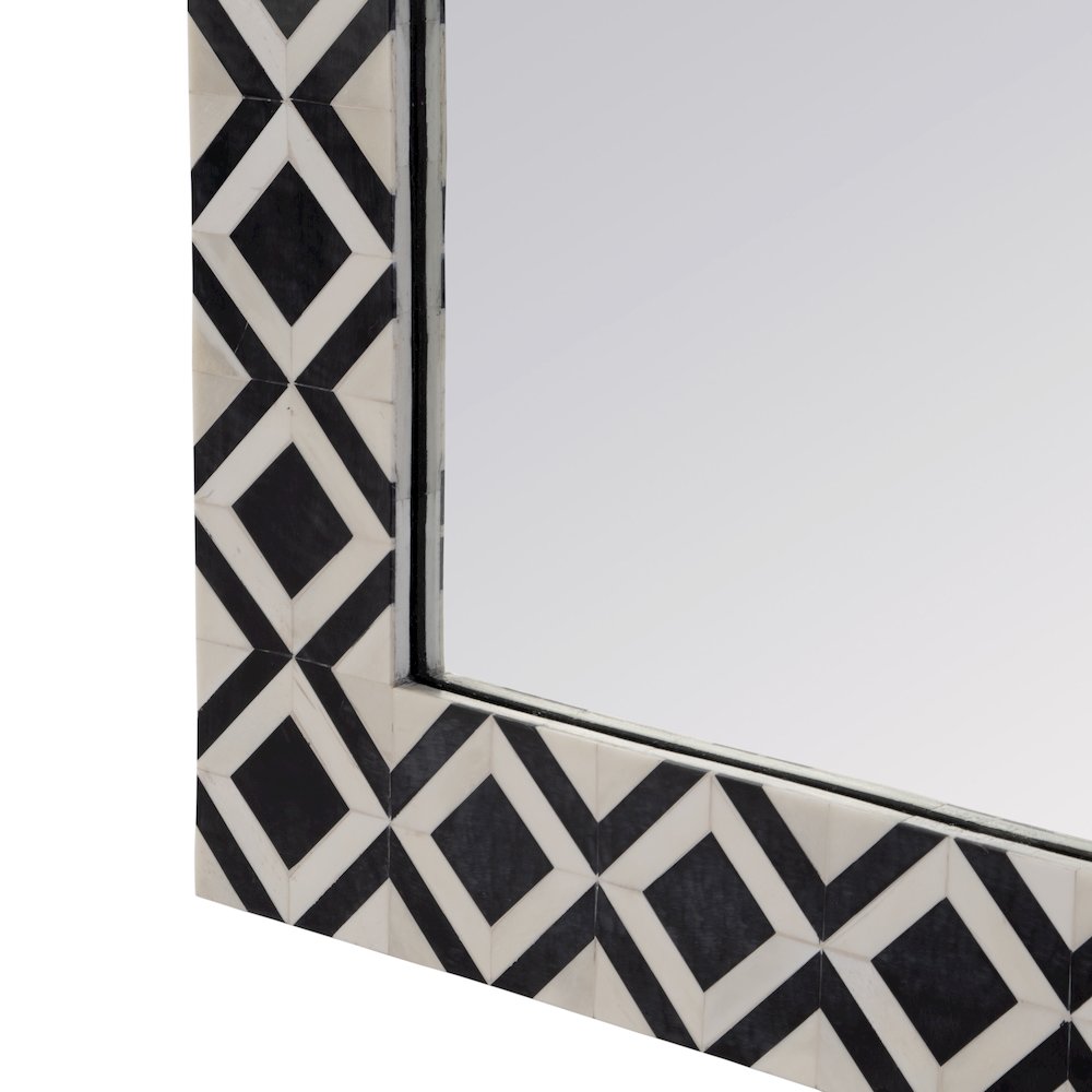Verona 24 in. W x 36" H Rectangular Bone-Inlay Wall Mirror, Black, White. Picture 3