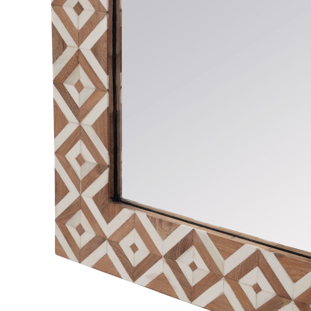 Verona 24 in. W x 36" H Rectangular Bone-Inlay Wall Mirror, Brown, Tan. Picture 3