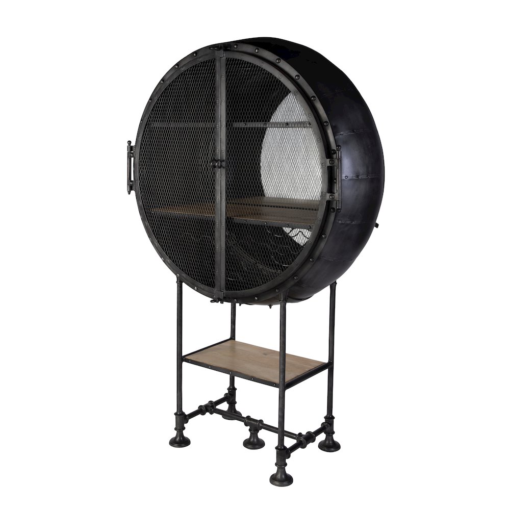 Roanoke 43 in W x 69 in. H Iron Bar Cabinet, Black. Picture 1