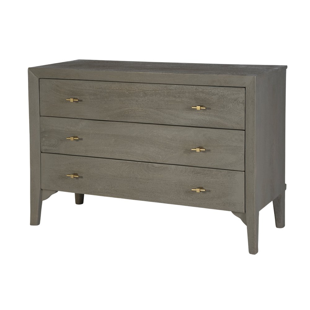 Rockport 46 in. W Rectangular Wood 3 Drawer Dresser, Gray. Picture 1